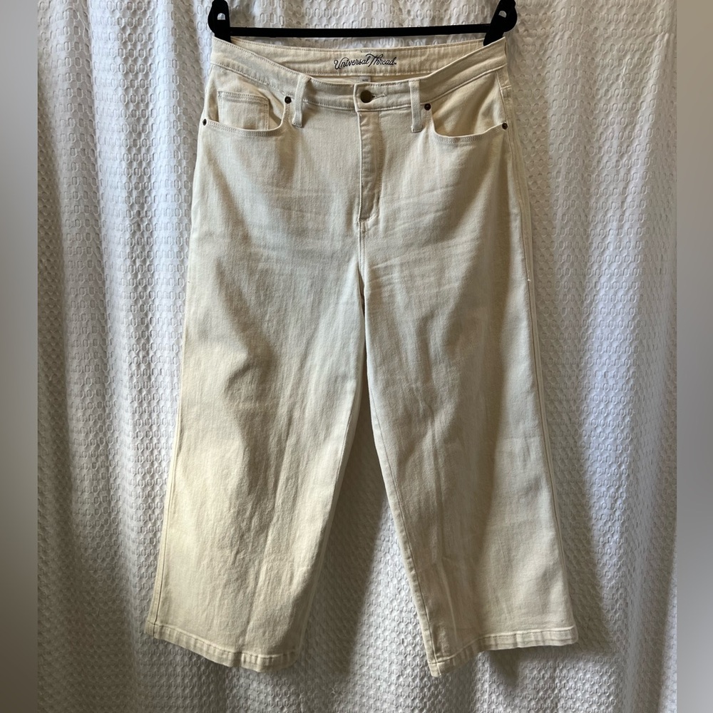 High Waisted Wide Leg Crop Universal Thread Cream Denim Jeans